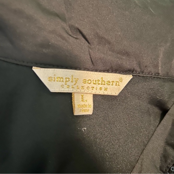 Simply Southern Sequin Puff Sleeve Bow Dress Black White Size Large - Picture 9 of 12